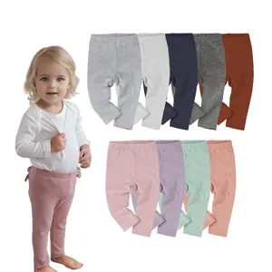 Mallas de bebé para niños pequeños, pantalones para correr acanalados elásticos Otoño Invierno, medias de algodón orgánico para niños y niñas, soporte teñido liso