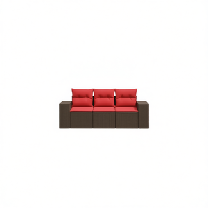 Ensemble de canapés de patio en polyrotin marron 3 places, mobilier d'extérieur avec coussins, design contemporain, style moderne - Product Image 1