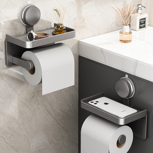 Porte-papier toilette à ventouse pour salle de bain, rectangulaire, sans perçage, fixation murale, boîte à mouchoirs multifonctionnelle - Product Image 1