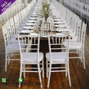 Vente en gros de meubles pour banquets de mariage d'hôtel, coussin de siège souple blanc, chaises Chavari en bois massif, blanc