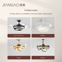 Ventilateur de plafond LED moderne de luxe rétractable de 42 pouces avec télécommande, lustre à 6 vitesses pour salon, lampe lustre