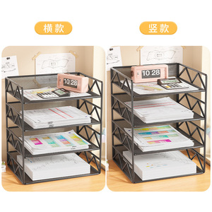 Desktop Office Organizer A4 Paper File <b>Shelf</b> Multi Tiered Storage Rack For Documents Stationery Books <b>Desk</b> Organization - Product Image 3