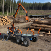 Remorque grue forestière tractable pour VTT/UTV de 1,5 tonne certifiée CE, avec assistance à la traction par disques de roues motrices 4x4