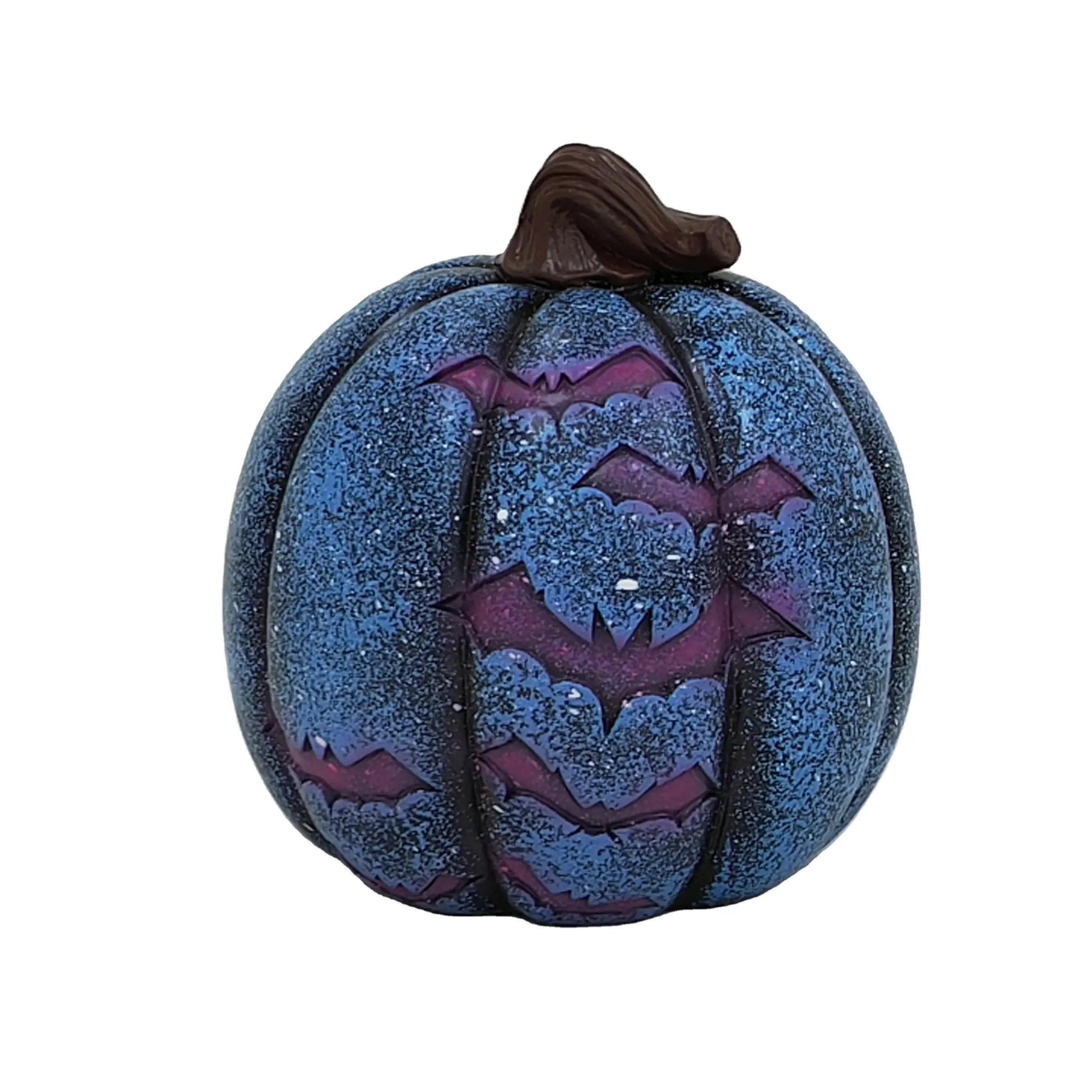 Pintado à mão Halloween Resina Pumpkin com padrão Bat, Azul