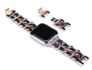 Küçük kokulu rüzgar çift sıra Denim zincir Metal kayış için akıllı iWatch Ultra 9 8 7 Chanelstyle paslanmaz çelik saat kayışı - Product Image 6