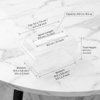 Boîte d'emballage en plastique PET transparente de 1 mm d'épaisseur pour gâteau tiramisu carré avec cuillère