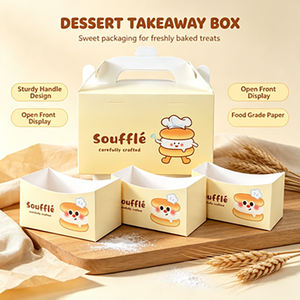 Set Regalo Professionale per Pasticceria con Apertura Frontale Trasparente, Manico Portatile, Scatola in Cartone Bianco per Soufflé, Confezione OEM - Product Image 2