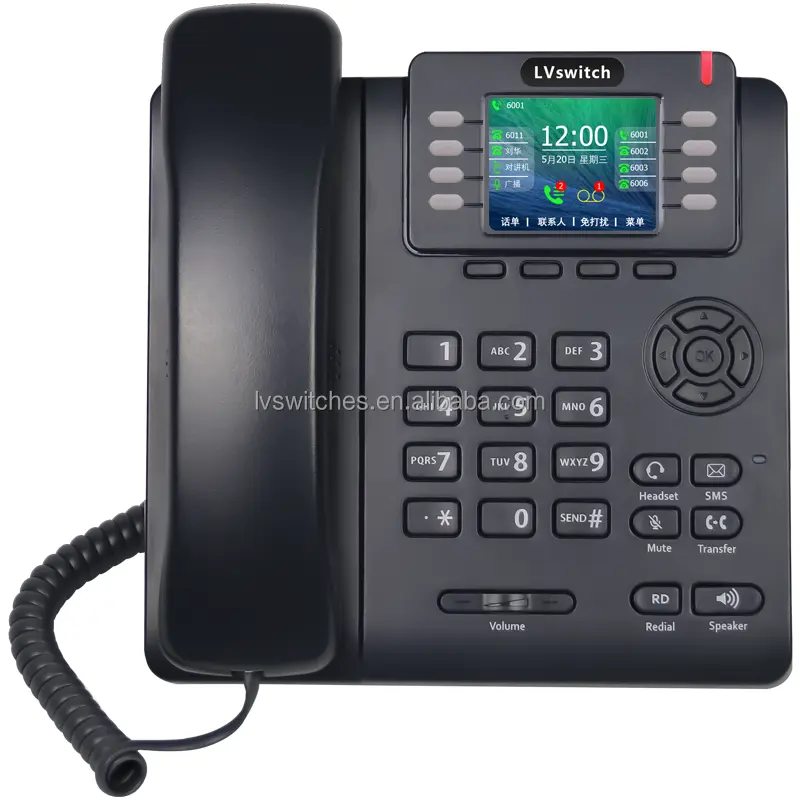 最高のVoIPプロバイダー新しい安価なカラーLCDスクリーンIP電話VoIP電話カスタマイズされた8つの一口ラインT800