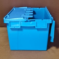 Bac de stockage empilable en plastique, caisse logistique en plastique avec couvercle attaché, conteneur emboîtable à vide pour réduire les frais de transport et de retour