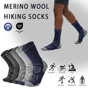 Chaussettes de randonnée thermiques en <span class=keywords><strong>laine</strong></span> mérinos AR 027, respirantes et rembourrées, pour hommes et femmes - Product Image 1