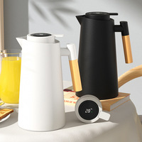 Bouilloire isotherme intelligente avec affichage de la température, vert clair, 1000 ml, grand format, avec intérieur en verre, pour café, eau chaude et thé, garde au chaud et au froid