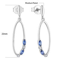 Boucles d'oreilles pendantes ovales QX en zircon coloré, en argent sterling 925, pour cadeaux de fête, bijouterie de boutique, acheteurs en gros