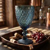Groothandel Europese Stijl Retro Luxe Romantische Blauwe Wijn Glazen 340Ml Kleurrijke Vintage Glazen Bekers Voor Feest