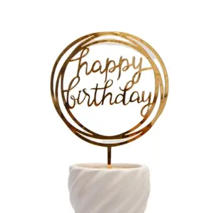 RTSSY-011 Acryl Hand schreiben alles Gute zum Geburtstag Kuchen Topper Dessert Dekoration für Geburtstags feier Schöne Geschenke