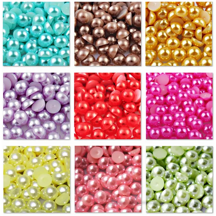 2mm 3mm 4mm 5mm 6mm 8mm 10mm 12mm 14mm perle semicircolari perle di plastica ABS sciolte cabochon di perle Flatback per la decorazione fai da te