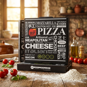 Caja de Cartón Corrugado Negra Personalizada para Pizza, Contenedor para Llevar, Caja de Embalaje para Pizza con Logotipo - Product Image 5