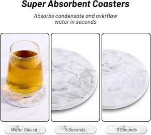 कॉफी टेबल संगमरमर शैली के लिए पेय के लिए सिरेमिक अवशोषक कोस्टर लकड़ी की मेज - Product Image 5