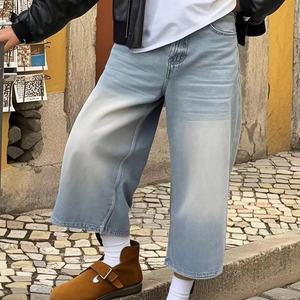 Summer Vintage Casual Denim Cotton Shorts Jorts Men Jort Short <b>Y2K</b> Men's Bleach Washed Jeans Jean Customized Moustache Effect - Product Image 2