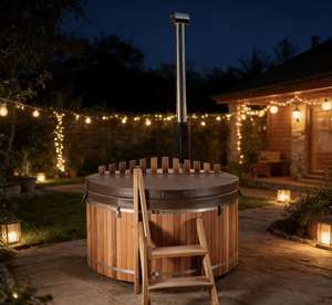 Baignoire Spa en Bois de Haute Qualité pour 2 Personnes, Spa de Jardin Extérieur avec Poêle à Bois Externe - Product Image 1