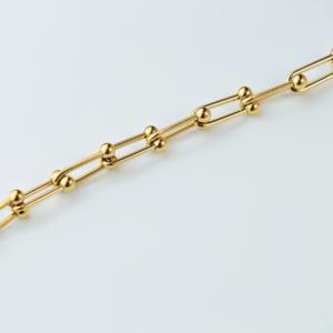 Factory Bulk U Shape Paperclip Link <b>Bracelet</b> Stainless Steel <b>Gold</b> Ball Interlocking Chain Waterproof Ladies Daily Wear <b>Bracelet</b> - Product Image 5