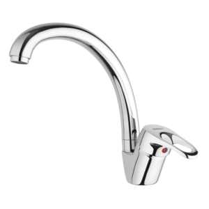 Mélangeur d'évier de cuisine à levier unique chromé M1 avec outil de tournage à bec pivotant haut - Product Image 1