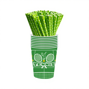 Ensemble de vaisselle jetable en plastique imperméable sur le thème du court de <span class=keywords><strong>tennis</strong></span> pour événements sportifs, comprenant assiettes et serviettes, 137x274cm, pour fête - Product Image 5