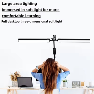 Lámpara de escritorio con brazo oscilante <span class=keywords><strong>LED</strong></span> para el cuidado de los ojos, lámpara de tarea de arquitecto de doble cabeza, lámpara de mesa flexible de doble brazo con abrazadera - Product Image 2
