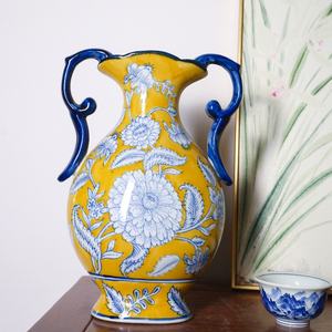 Tarro de porcelana Ailsun en forma de mano pintado amarillo Chinoiserie tarro de jengibre hermoso diseño de <span class=keywords><strong>Talavera</strong></span> para jarrón de mesa Art Deco - Product Image 3