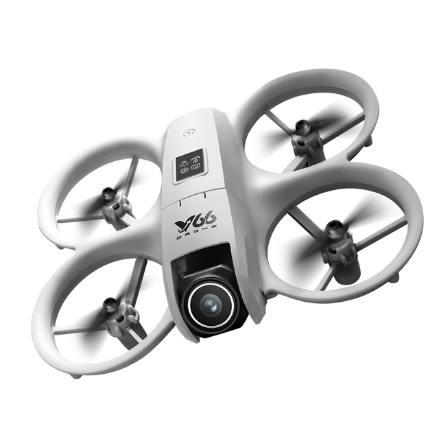 V66 Beginner Drone Dual-camera Remote Control Plastic Body 6-Axis Gyro LED Lights Easy One-Click Photography 3.7V 1800mAh