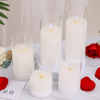 Weihnachts-LED-Kerze Flammen lose Fernbedienung Swinging Flame Wax Candle mit Glas abdeckung Home Decoration Festliche Diwali YS