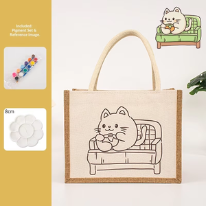 Sac <span class=keywords><strong>de</strong></span> courses en <span class=keywords><strong>toile</strong></span> <span class=keywords><strong>de</strong></span> <span class=keywords><strong>jute</strong></span> écologique, fourre-tout en <span class=keywords><strong>toile</strong></span> <span class=keywords><strong>de</strong></span> <span class=keywords><strong>jute</strong></span> fait main <span class=keywords><strong>pour</strong></span> étudiants, sac <span class=keywords><strong>de</strong></span> plage décontracté mignon mère-enfant - Product Image 3