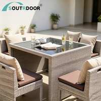 Ensemble de mobilier de terrasse moderne en aluminium 2026, pliable, léger et durable, 5 pièces, pour hôtels et bistrots, chaises et table de loisirs d'extérieur