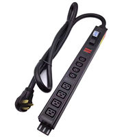 8 outlet 30A IEC C13 C19 240V Aluminium PDU berpengukur dengan colokan L6-50P 50 Amp untuk pusat Data Server kabinet Metal Miner PDU