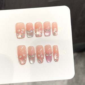 Collection Design 1501-1600 : Faux Ongles Press-On Faits Main Effet Œil de Chat, Autocollants d'Ongles Perle, Style Français Populaire - Product Image 3