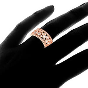 Anello da Cocktail F305 per Donna con Zirconia Cubica Creata in Laboratorio, Incastonatura a Pavé, Pietra Rotonda, Anelli di Moda per Matrimonio - Product Image 3