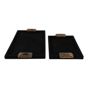 Vassoi Moderni in Legno con Manici Quadrati, Finitura in Velluto Nero, Vassoio Decorativo per Tavolino da Caffè e Centrotavola - Product Image 4