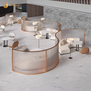 C411 Customizable Modern Luxury Curved Art Glass PVD Stainless Steel Partition <b>Screen</b> Room Divider Restaurant Lobby Coffee Shop - Product Image 2