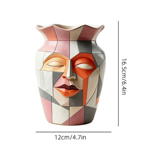 Vase d'art à double usage peint à la main, sculpture <span class=keywords><strong>en</strong></span> résine, pot de fleurs pour la décoration intérieure bohème moderne - Product Image 5