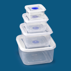 Thân Thiện Với Môi 4 Pcs Set Lò Vi Sóng Container Rõ Ràng Nhựa Bữa Ăn Prep 300Ml + 650Ml + 1300Ml + 2400Ml Vuông Thực Phẩm Lưu Trữ Hộp - Product Image 1