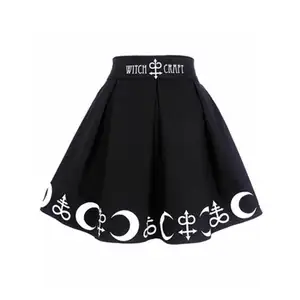 Noir Harajuku gothique jupes Goth jupes plissées Punk foncé académique esthétique a-ligne Mini jupe pour femmes Y2K Streetwear