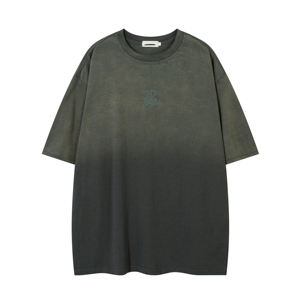 เสื้อยืดคอกลมแขนสั้นลำลองสำหรับผู้ชาย ลายปักสไตล์ซัมเมอร์ ล้างสีซีดแบบไท-ได ไล่เฉดสี - Product Image 6