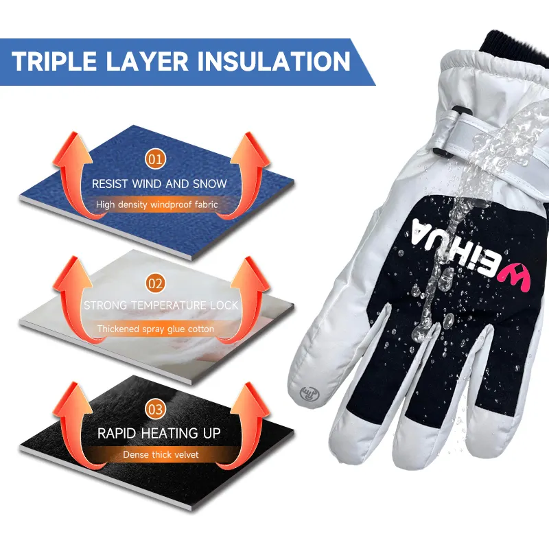 Guantes de esquí y Guantes de Snowboard con dedos divididos de invierno características de guantes cálidos deportivos resistentes al agua a prueba de viento