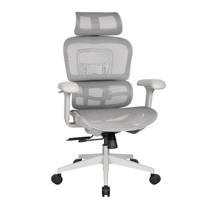 Chaise de bureau ergonomique haut de gamme en maille grise à dossier haut - Product Image 1