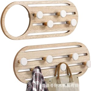 Perchero de madera para colgar en la pared, ideal para organizar ropa, bolsos, sombreros y llaves en la entrada. - Product Image 2