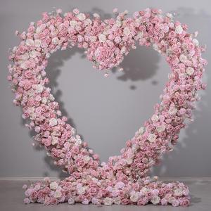 A1237 Marry Me a forma di cuore arco floreale Runner Wedding decoro bianco in seta artificiale rosa fiore fila arco per proposta - Product Image 3