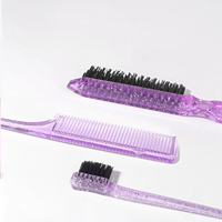 Lot de 3 brosses à cheveux Bling-bling pour coiffure slick back, brosses à poils, brosses de contrôle des bords et peignes à touffes pour femmes aux cheveux noirs