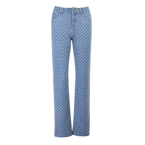 2022 Jacquard imprimé <span class=keywords><strong>taille</strong></span> <span class=keywords><strong>haute</strong></span> jambe large femmes <span class=keywords><strong>jean</strong></span> décontracté en détresse droite petit ami pantalon léger lavé maman pantalon - Product Image 4