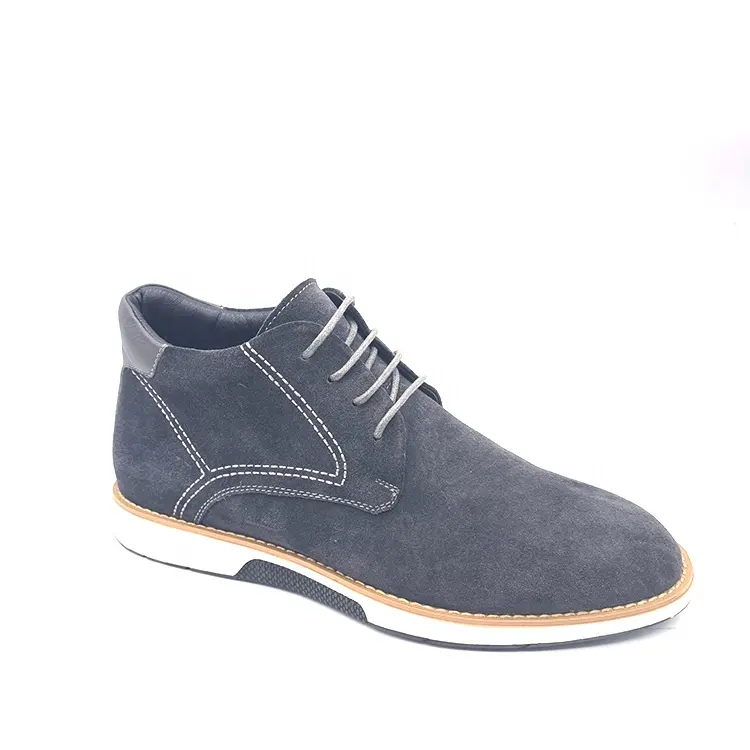 Bona-bottes à lacets en velours pour hommes, chaussures chaudes, grises givrées, cuir de vache, design spécial, collection hiver