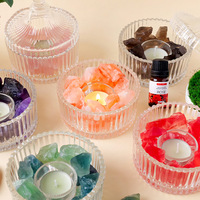 Support de bougie en cristal naturel brut en gros, bougeoir personnalisé, pot à bougie, pot en verre, décoration d'intérieur