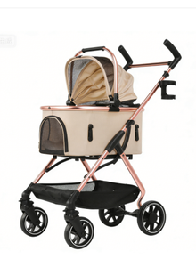 Carrinho de Passeio Dobrável para Animais de Estimação 306-4: Design em Malha Respirável, Carrinho de 4 Rodas para Cães/Gatos com Cesto de Armazenamento para Viagens ao Ar Livre - Product Image 4